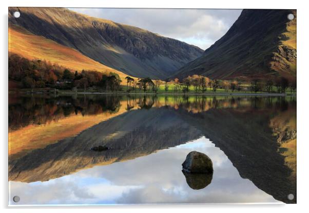 Lake Buttermere reflection in the Lake District Acrylic by MIKE HUTTON