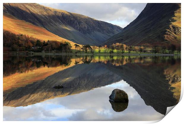 Lake Buttermere reflection in the Lake District Print by MIKE HUTTON