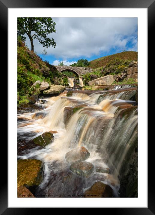 Waterfall at Three Shires Head, Peak District Framed Mounted Print by Andrew Kearton