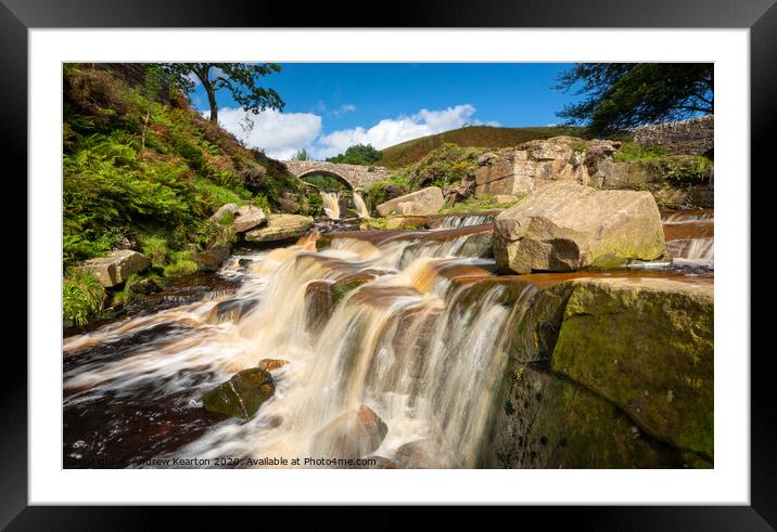 Waterfall at Three Shires Head, Peak District Framed Mounted Print by Andrew Kearton