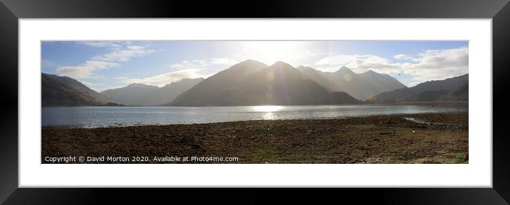The Five Sisters of Kintail across Loch Duich Framed Mounted Print by David Morton