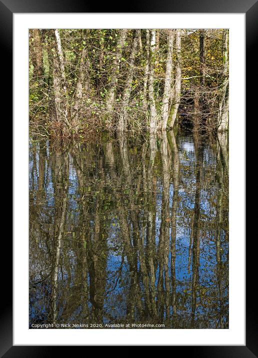 Tree Reflections in a Village Pond Framed Mounted Print by Nick Jenkins