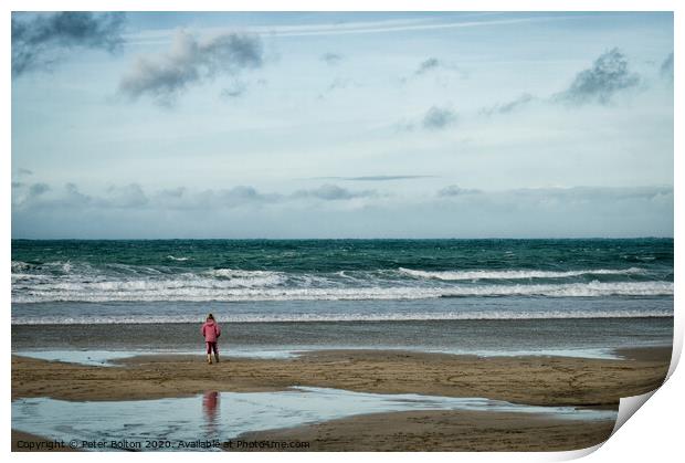 'Im so small, the sea's so big. St.Ives, Cornwall, UK. Print by Peter Bolton