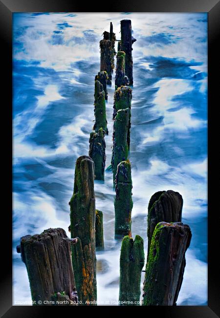 Groynes at Sandsend near Whitby Framed Print by Chris North