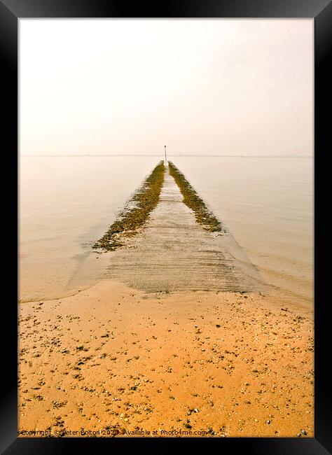 Abstract photo of a concrete jetty at Thorpe Bay, Essex, UK. Framed Print by Peter Bolton