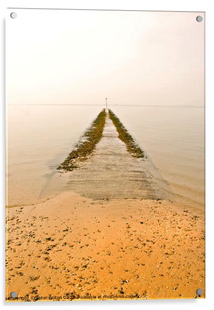 Abstract photo of a concrete jetty at Thorpe Bay, Essex, UK. Acrylic by Peter Bolton