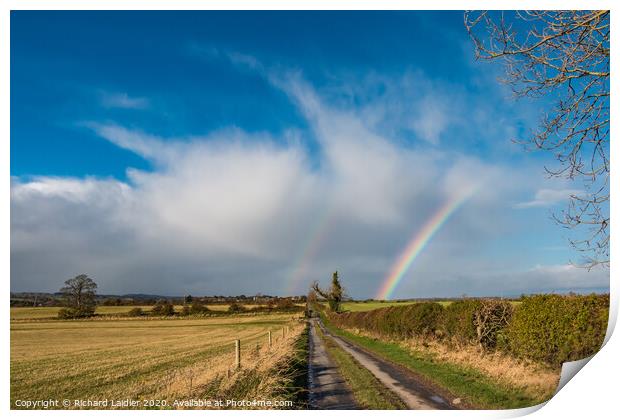 Double Rainbow at Van Farm, Thorpe, Teesdale Print by Richard Laidler