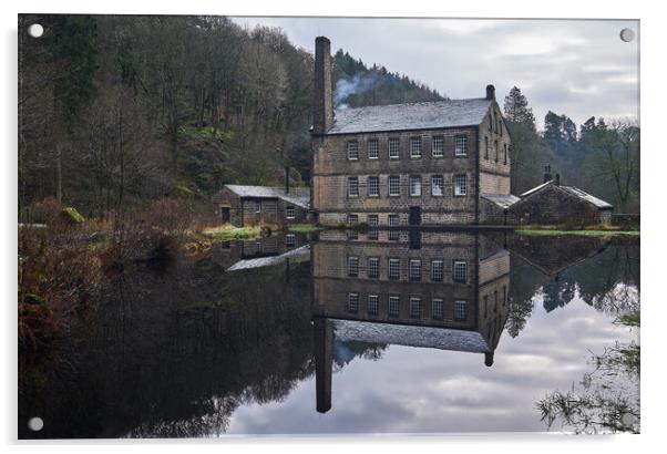 Gibson Mill Reflections, Hebden Bridge Acrylic by Dan Ward