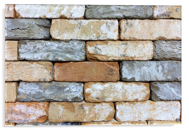 The texture of the stone wall of the old brick, building stone from sandstone. Acrylic by Sergii Petruk