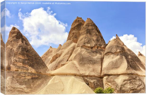 Mountain peaks from sandstone in the mountains and valleys of Cappadocia Canvas Print by Sergii Petruk