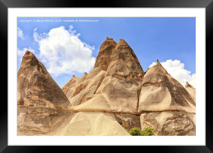 Mountain peaks from sandstone in the mountains and valleys of Cappadocia Framed Mounted Print by Sergii Petruk