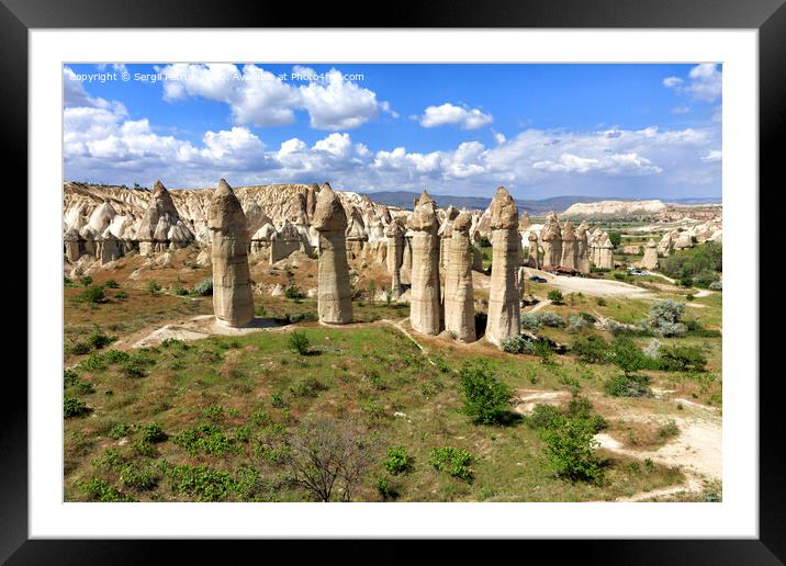 Large phallic rock formations in the Valley of Love, Cappadocia, Turkey. Framed Mounted Print by Sergii Petruk