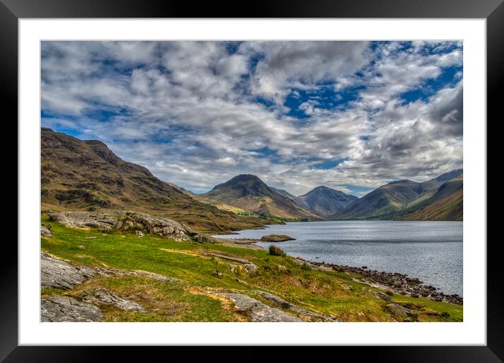 Great Gable and Scafell Pike at Wast Water. Framed Mounted Print by Tracey Turner
