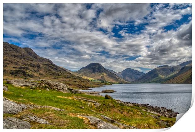 Great Gable and Scafell Pike at Wast Water. Print by Tracey Turner