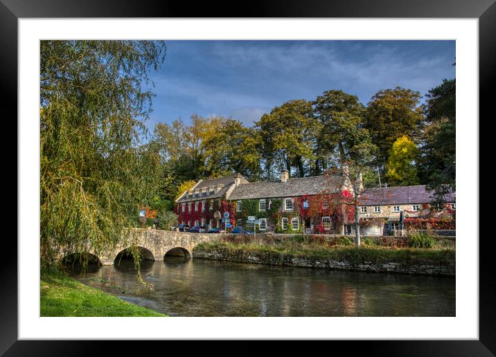 Swan Hotel in Bibury, The Cotswolds Framed Mounted Print by Tracey Turner