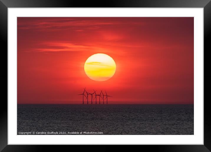 Wind Farm Sunset Framed Mounted Print by Caroline James