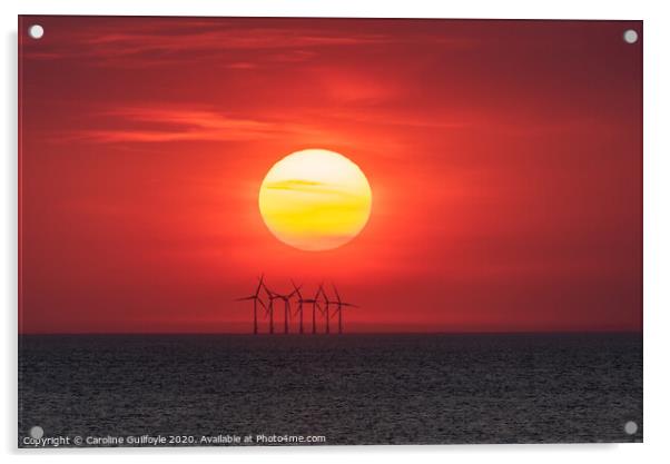 Wind Farm Sunset Acrylic by Caroline James
