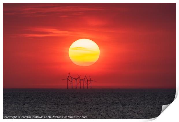 Wind Farm Sunset Print by Caroline James