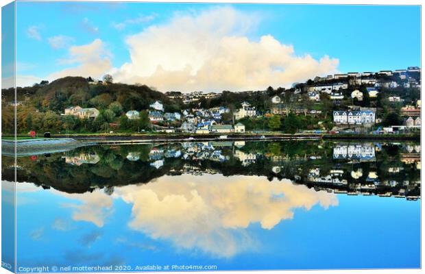East Looe From The Millpool. Canvas Print by Neil Mottershead