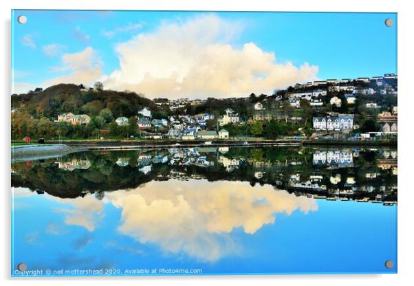 East Looe From The Millpool. Acrylic by Neil Mottershead