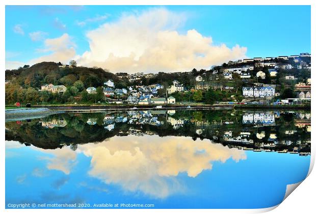 East Looe From The Millpool. Print by Neil Mottershead
