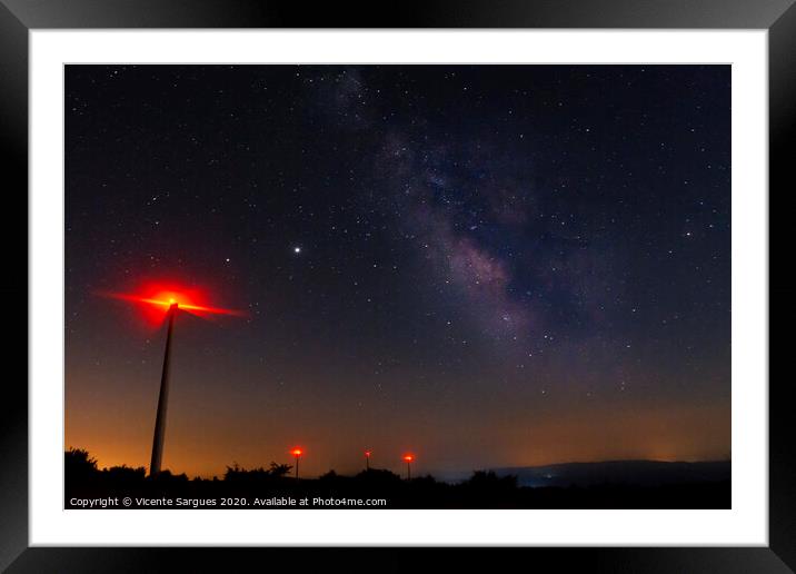 Milky way and windmill Framed Mounted Print by Vicente Sargues