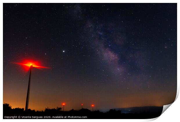 Milky way and windmill Print by Vicente Sargues