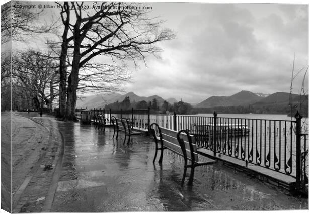 A rainy day in Derwentwater.  Canvas Print by Lilian Marshall