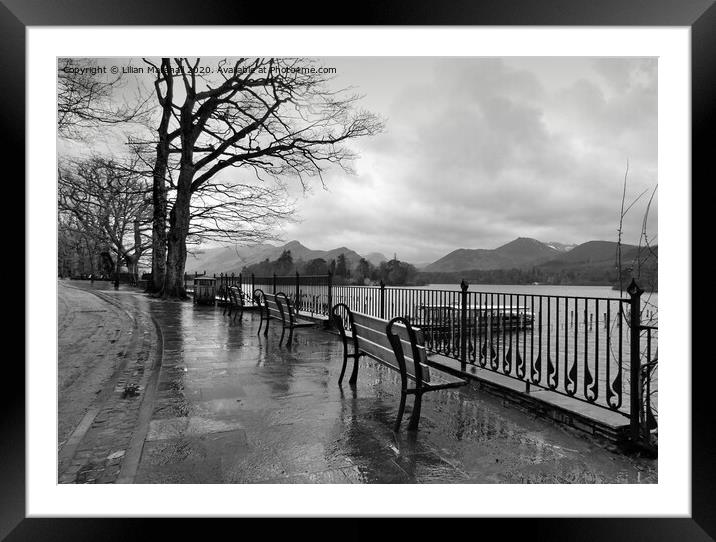 A rainy day in Derwentwater.  Framed Mounted Print by Lilian Marshall