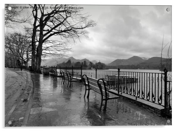 A rainy day in Derwentwater.  Acrylic by Lilian Marshall