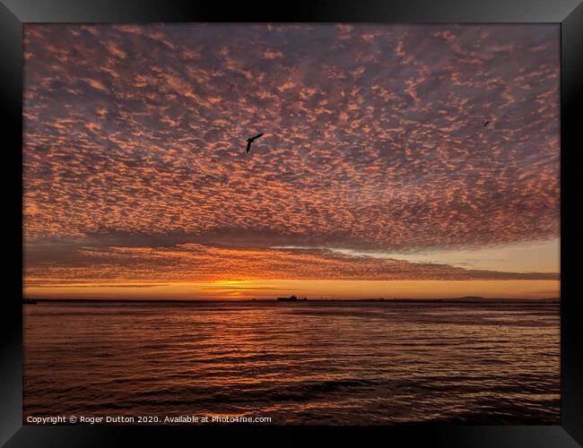 Lisbon Sunrise Sky Framed Print by Roger Dutton