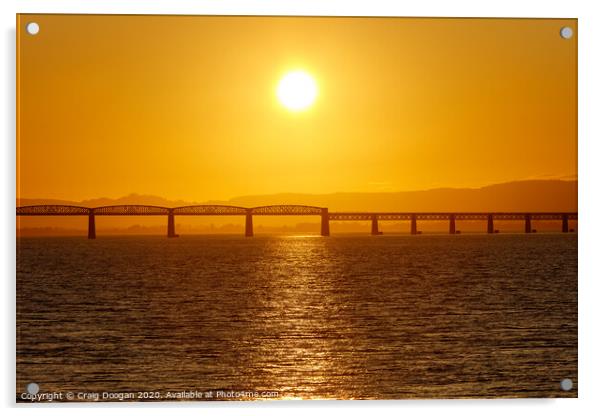 Tay Bridge Sunset Acrylic by Craig Doogan