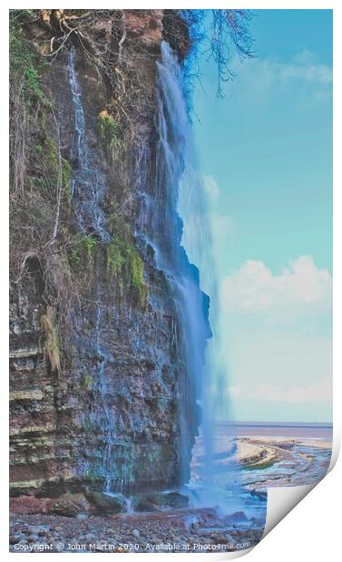 St Audries Waterfall Print by John Martin