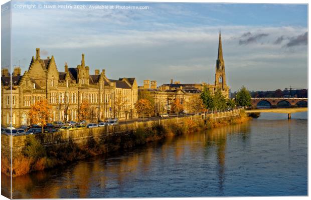 Perth and the River Tay  Canvas Print by Navin Mistry