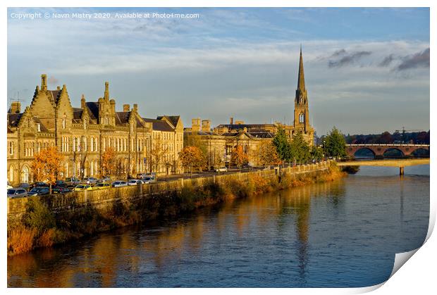 Perth and the River Tay  Print by Navin Mistry