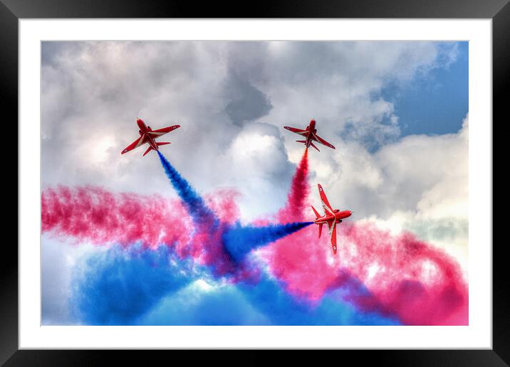 Red Arrows Colour Burst Framed Mounted Print by David Stanforth