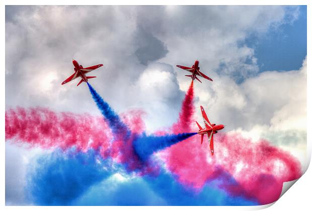 Red Arrows Colour Burst Print by David Stanforth