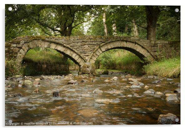 Wycoller Packhorse Bridge and Beck Acrylic by Heather Sheldrick