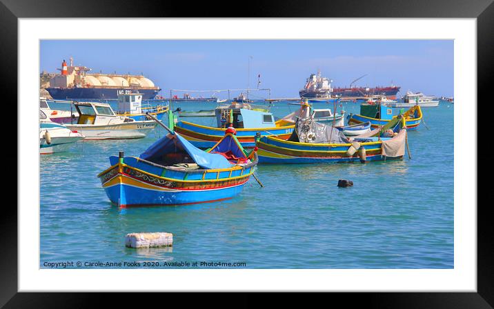 Marsaxlokk Waterfront, Malta. Framed Mounted Print by Carole-Anne Fooks