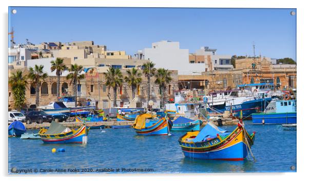 Marsaxlokk Waterfront, Malta. Acrylic by Carole-Anne Fooks