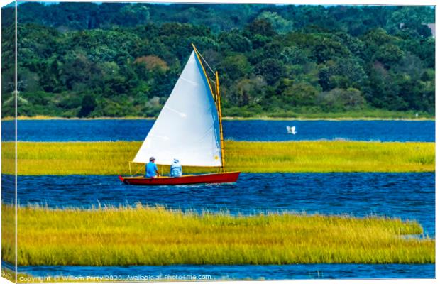 Colorful Cat Sailboat Wesport River Massachusetts Canvas Print by William Perry