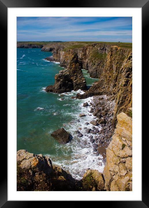 Mowingword Bay, Pembrokeshire Coastal Path Framed Mounted Print by Paddy Art
