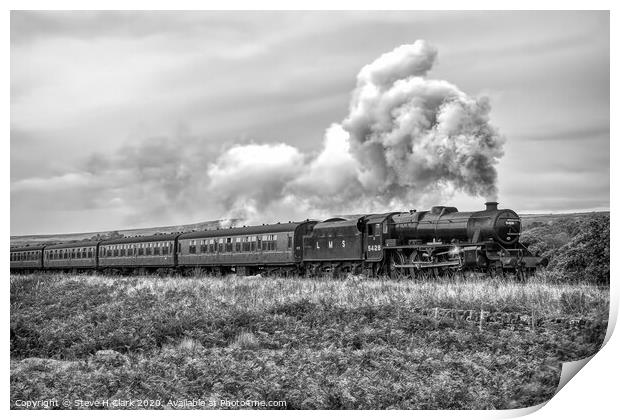 LMS Black Five - Black and White Print by Steve H Clark