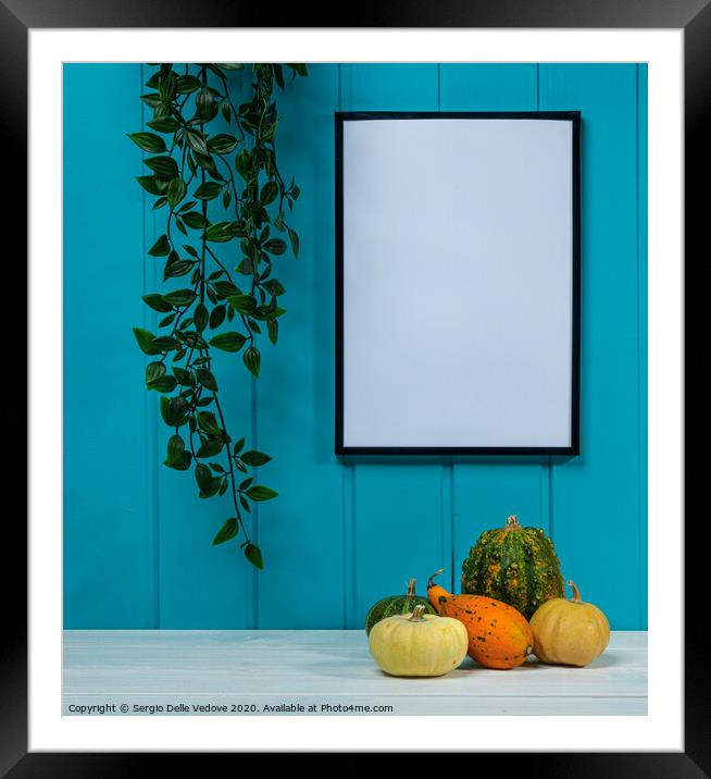 A blank black frame  and  some pumpkins Framed Mounted Print by Sergio Delle Vedove