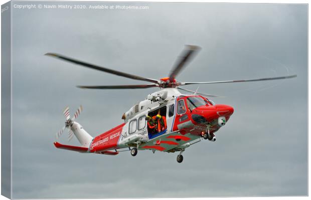 A Coastguard AgustaWestland AW189 Helicopter Canvas Print by Navin Mistry