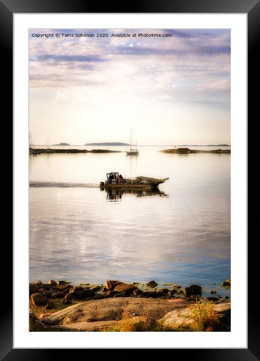 Boat Heading Out to Calm Sea Framed Mounted Print by Taina Sohlman