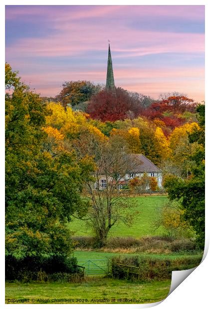 Ashover Church View Print by Alison Chambers