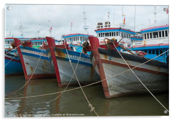Fishing Boats Acrylic by George Haddad