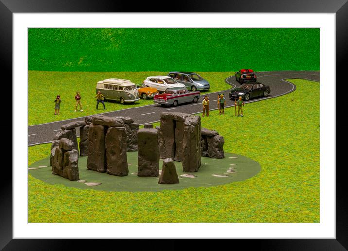 Stonehenge Tourists Framed Mounted Print by Steve Purnell