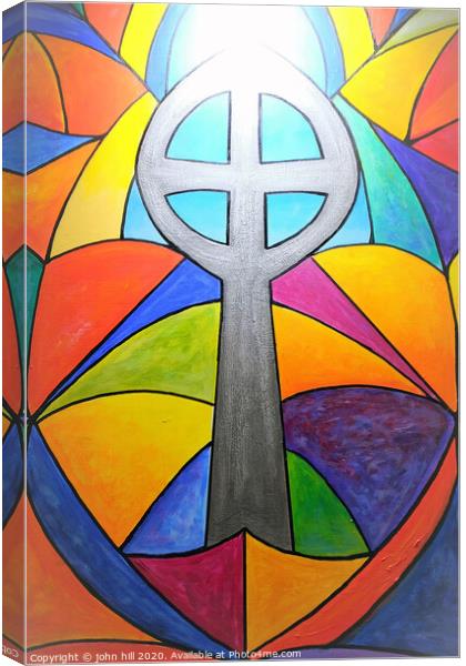 Religious Abstract of  a stained glass window with sunlight. Canvas Print by john hill
